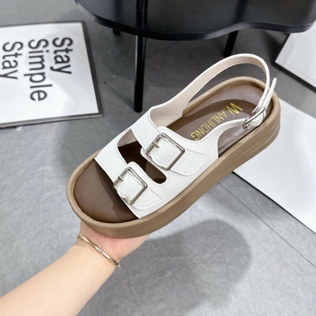 dép sadal nữ đế cao 5cm đế nâu khuy cài Mã SD2Q SẴN