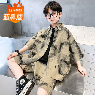 Áo Sơ Mi Hai Mảnh Tay Ngắn Phù Hợp Với Bé Trai Mùa Hè Phong Cách Mới Trẻ Em Đẹp Trai Chiên Phố Lớn Trẻ Em Quần Áo Hợp Thời Trang