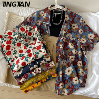Tingtianáo sơ mi ngắn tay mới, in rộng, phong cách Hàn Quốc, quần áo nữ, có thể sử dụng được