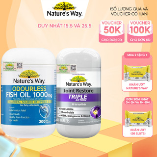 Combo 2 lọ viên uống Nature's Way Odourless Fish Oil 1000mg và Joint Restore Triple Action Giúp tăng cường sức khoẻ