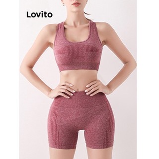 Bộ Lovito quần short nâng mông màu trơn thường ngày cho nữ LNA19078 (màu xám/đỏ tía/đen)
