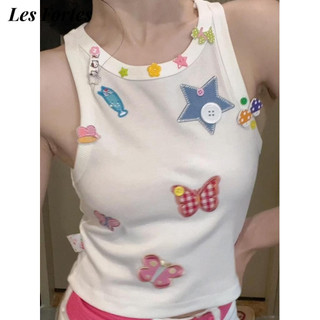 Les FortesSleeveless Croptop, áo thun màu đỏ có nơ Y2k