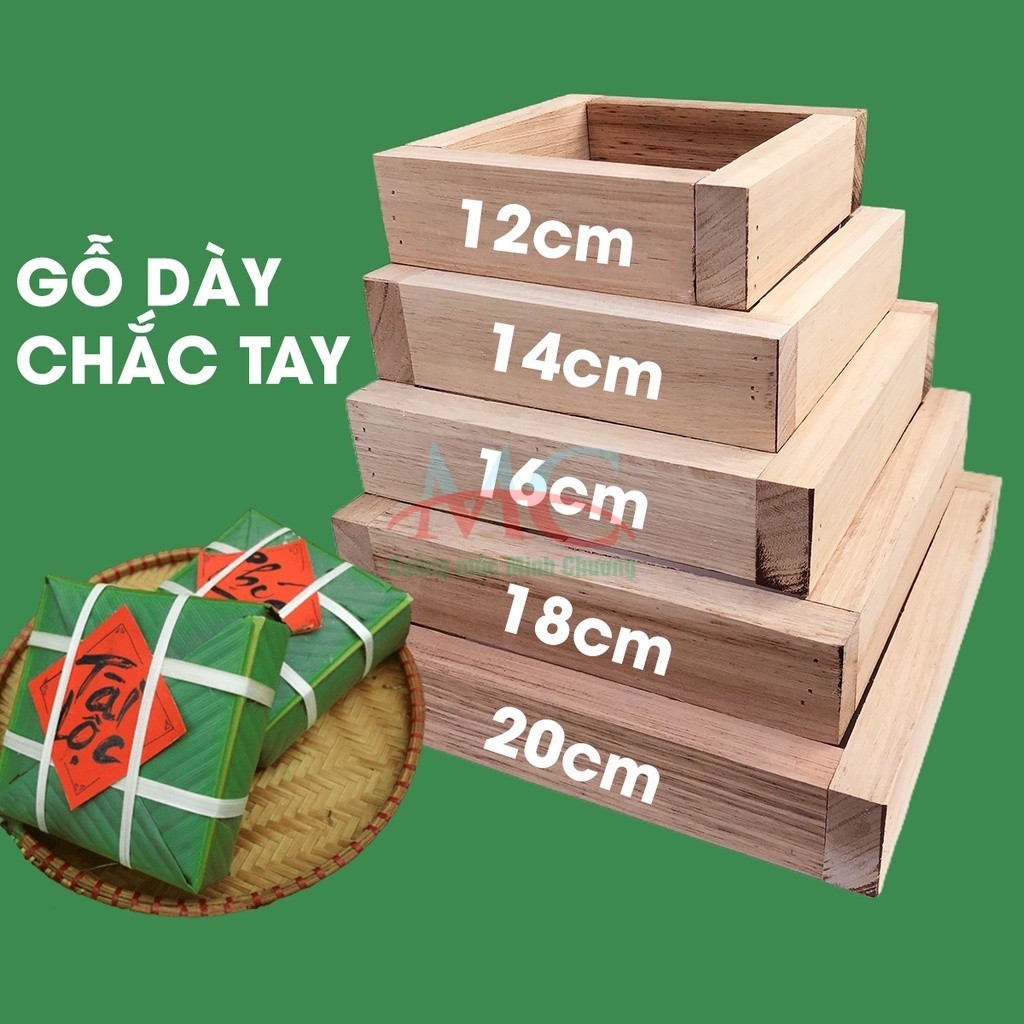  Khuôn bánh chưng gỗ DÀY DẶN - CỨNG CÁP  khuôn gói bánh tiện lợi bằng gỗ nhiều kích thước 12 14 16 18 20 cm 