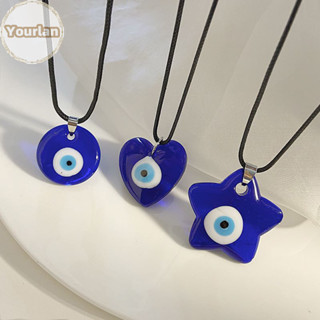 Yourlan Devil 's Evil Eye Mặt Dây Chuyền Vòng Cổ Dành Cho Nữ Ngôi Sao Trái Tim Tròn Kính Xanh Ten Xương Đòn Dây Chuyền Vintage Phụ Kiện Trang Sức VN