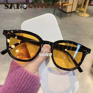 Linling2021 Kính râm vàng cam thời trang Hàn Quốc Phong cách Unisex cổ điển GM24537JX
