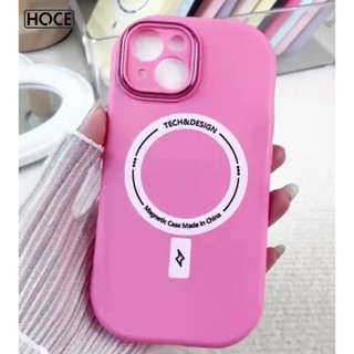 Hoce Màu Kẹo Dễ Thương Vòng Cung Khung Từ Tính Ốp Lưng Điện Thoại Iphone 15 14 13 12 Pro Max Silicon Mềm Lỗ Mịn Chống Rơi Vỏ Bảo Vệ