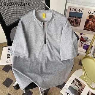 Áo sơ mi nam ngắn tay YAZHINIAO phiên bản Hàn Quốc của áo thun cặp đôi cổ tròn đáy cổ tròn đơn giản cơ bản