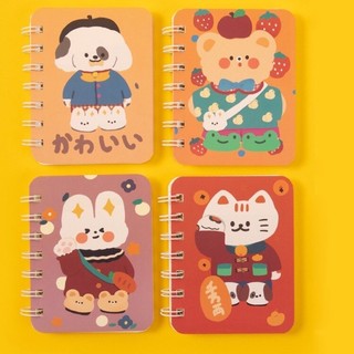 Sổ tay mini gáy lò xo A7 in hình họa tiết dễ thương