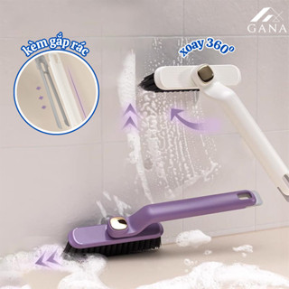 Bàn Chải, Chổi Chà Sàn Nhà Tắm Xoay 360 Độ Đa Chức Năng, Chổi Cọ Sàn Tích Hợp Kẹp Gắp Rác 2 Trong 1. (K34)