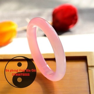 Vòng tay bản hẹ mã não Hồng trắng sữa khởi Quang siêu xinh chột 10mm size 51-58mm