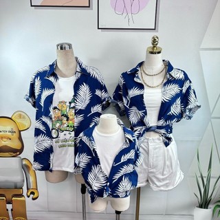 Áo sơ mi đi biển thời trang H9UNIFORM họa tiết xanh than lá kim hotrend chất tơ đũi mềm mát đường may sắc nét
