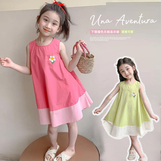 {Lh} Hàng có sẵn 80 ~ 150cm Phong cách mới Váy mỏng mùa hè cho bé gái Váy công chúa khâu bé gái Váy Vest không tay Váy treo trẻ em