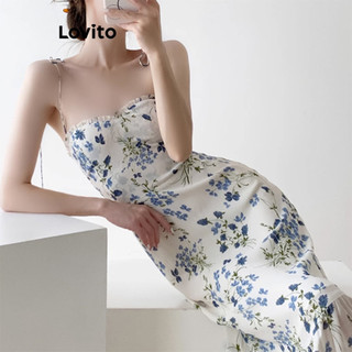 Đầm Lovito họa tiết hoa phong cách thanh lịch cho nữ LNE49518