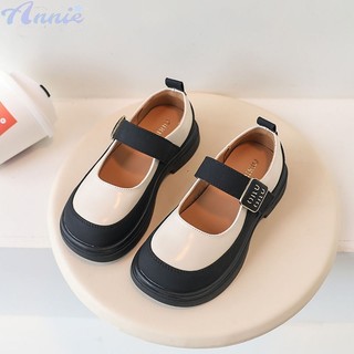 Annie Giày da bé gái Giày phong cách Hàn Quốc Giày đế mềm màu đen Giày bé gái cỡ vừa đến cỡ lớn