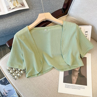 Áo khoác Cardigan ngắn tay mùa hè Áo khoác Cardigan nữ băng lụa voan mỏng
