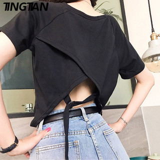 Áo Thun Nữ Tay Ngắn Dáng Rộng Thiết Kế Hở Lưng Độc Đáo Phong Cách Hàn Quốc Thời Trang Cho Áo phông Nữ NZ-TX-220