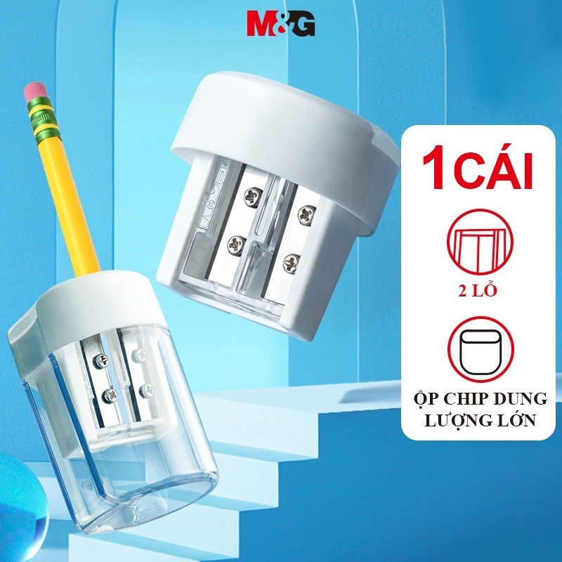 M&G Double Hole Pencil Sharpener Student Portable Mini Multifunctional Pencil Sharpener Large Caliber Pencil Sharpener Transparent White