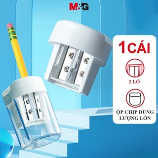 M&G Double Hole Pencil Sharpener Student Portable Mini Multifunctional Pencil Sharpener Large Caliber Pencil Sharpener Transparent White