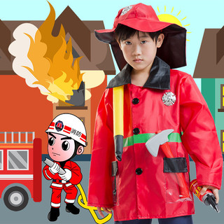 Trang phục hóa trang lính cứu hỏa cho bé áo khoác và phụ kiện lính cứu hộ trẻ em Halloween