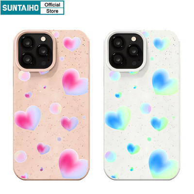 Suntaiho Đẹp Dễ Thương Vỏ Bong Bóng Họa Tiết Trái Tim Ốp lưng Iphone 16 15 14 12 13 11 Pro Max IP 7 8 Plus Iphon X Xs XR Xs Max TPU Silicon Mềm Cao Cấp Chống Sốc Ốp Lưng