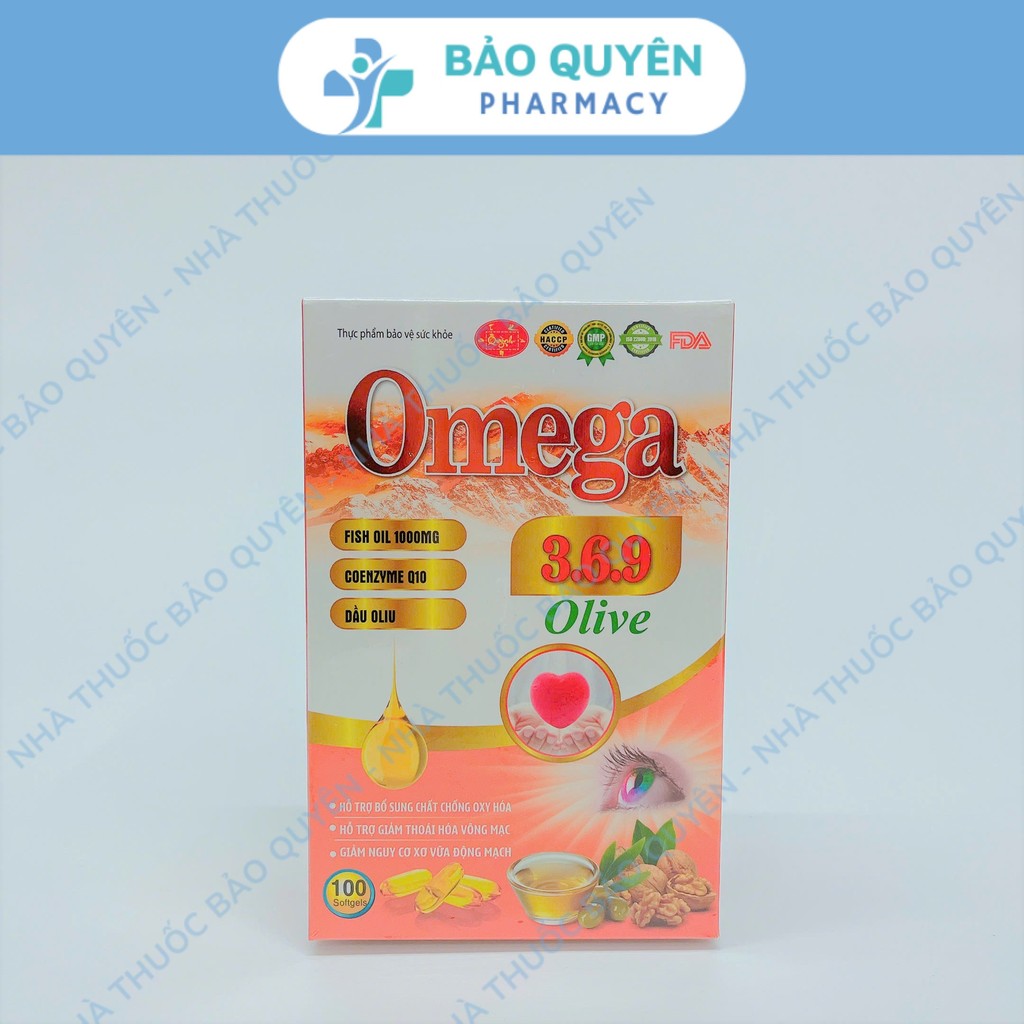 Viên Uống Omega 369 Olive Bổ Mắt, Bổ Não, Tăng Cường Sức Khỏe Tim Mạch Hộp 100 Viên