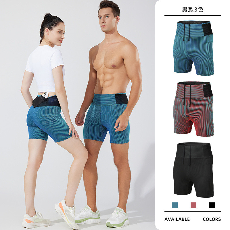 2025 New Yoga Shorts Sports Fitness Double Layer Moisture Wicking Men and Women Marathon Running Com