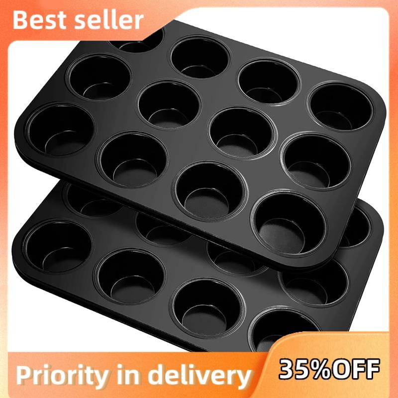 Khay Muffin Muffin Khuôn Nướng Bánh Gói 2 Cho 12 Muffin, Khay Muffin Phủ Chống Dính