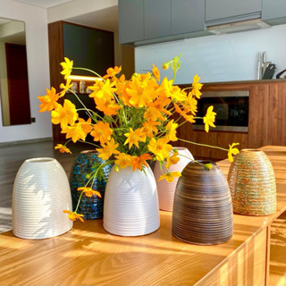  Bình gốm Chuông Mini Bình Cắm Hoa Siêu Đẹp Siêu Sang Màu Men Ganh Trắng Vân Khía gốm Bát Tràng 