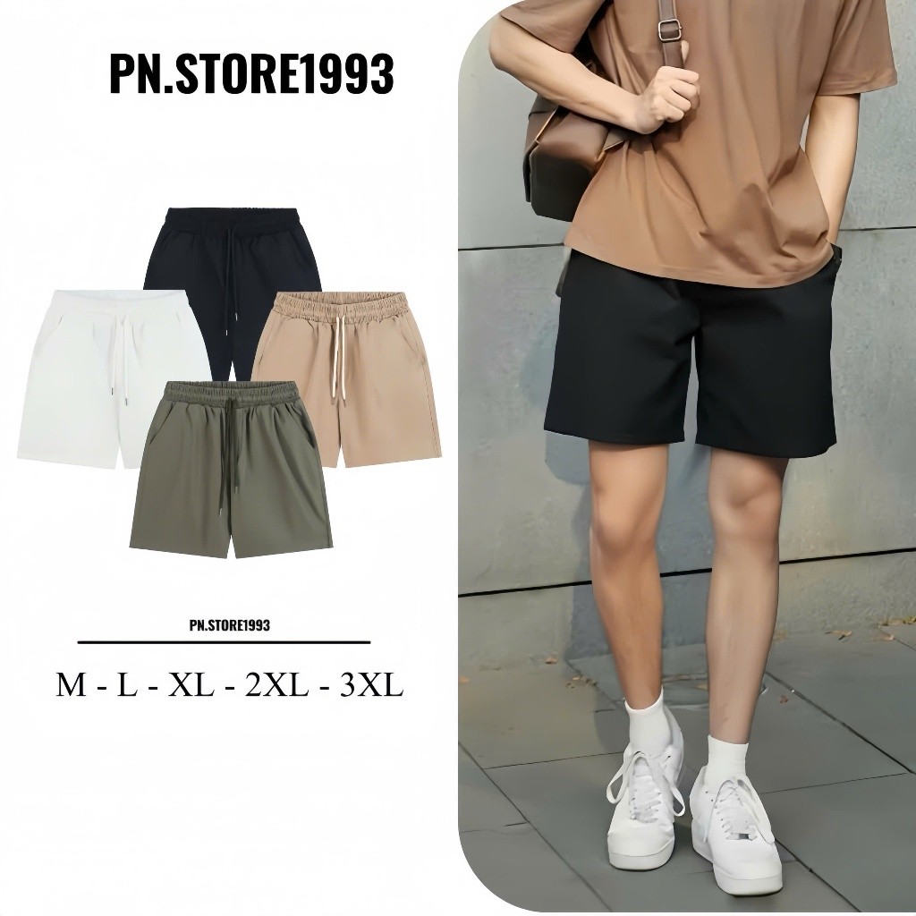 QUẦN SHORT NAM PN.STORE 1993 vải kaki 2 da bản cạp phun chun Menswear