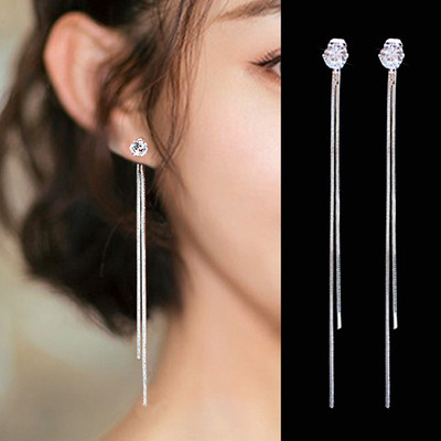 Châu Âu Mỹ Cá Tính Niche Bông Tai Thời Trang Tinh Tế Đa Năng Cao Cấp Đơn Giản Tua Rua Dài Bông Tai PD2049