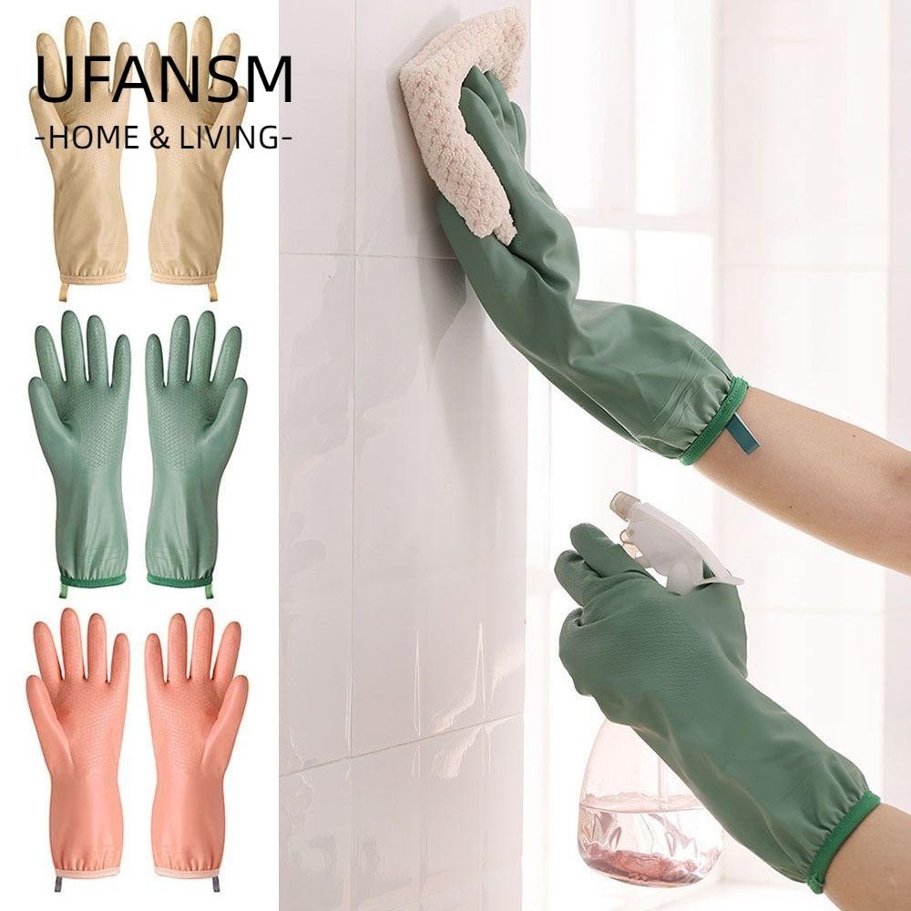 UFANSM Găng tay làm sạch, Găng tay rửa chén sang trọng cao su / cao su, Găng tay làm dày mềm chống thấm nước
