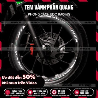 Tem dán vành phản quang EDO Racing full 2 vành cho xe SH Vision XSR |TV005| Decal tem vành phản quang cao cấp chống nước