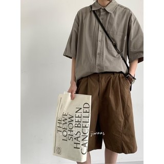 Áo Sơ Mi Tay Ngắn Nam Xuân Thu Retro Xếp Ly Thiết Kế Phong Cách Núi Dụng Cụ Rời Phù Hợp Với Ruffian Đẹp Trai Áo Sơ Mi Áo Khoác