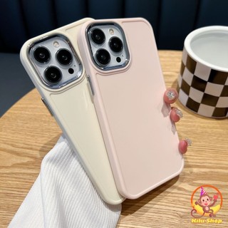 Ốp điện thoại chống trầy xước màu trơn INS cho iPhone 11 15 16 Pro Max 16plus 12 14 13 Promax Khung ống kính kim loại Vỏ silicon mềm chống sốc