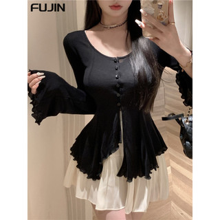 FUJIN áo phông áo thun nữ croptop baby tee Comfortable Casual hàn quốc INS WTX2440YJL 17Z240423