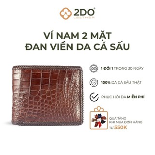 Ví Nam 2 Mặt Đan Viền Da Cá Sấu Chính Hãng Thương Hiệu 2DO LEATHER (12,5x9,5)