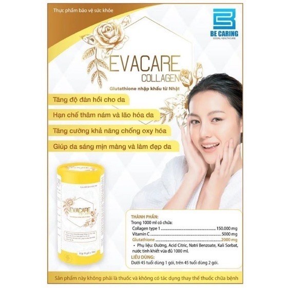 Evacare Collagen glutathione nhập khẩu Nhật hộp 30 gói 10ml