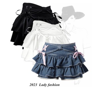  Búp Bê Váy Ngắn Mắt Chữ a Xếp Ly Váy Hot Girl Xanh Denim Cô Gái Trẻ Nửa Chiều Dài Culottes Thiết Kế Mỏng Hơn Nhìn WDDK