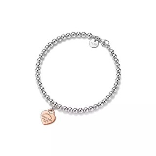 Tiffany & Co./ Tiffany Trở lại Tiffany™ Series Sterling Silver Diamond Heart Tag Vòng tay đính cườm