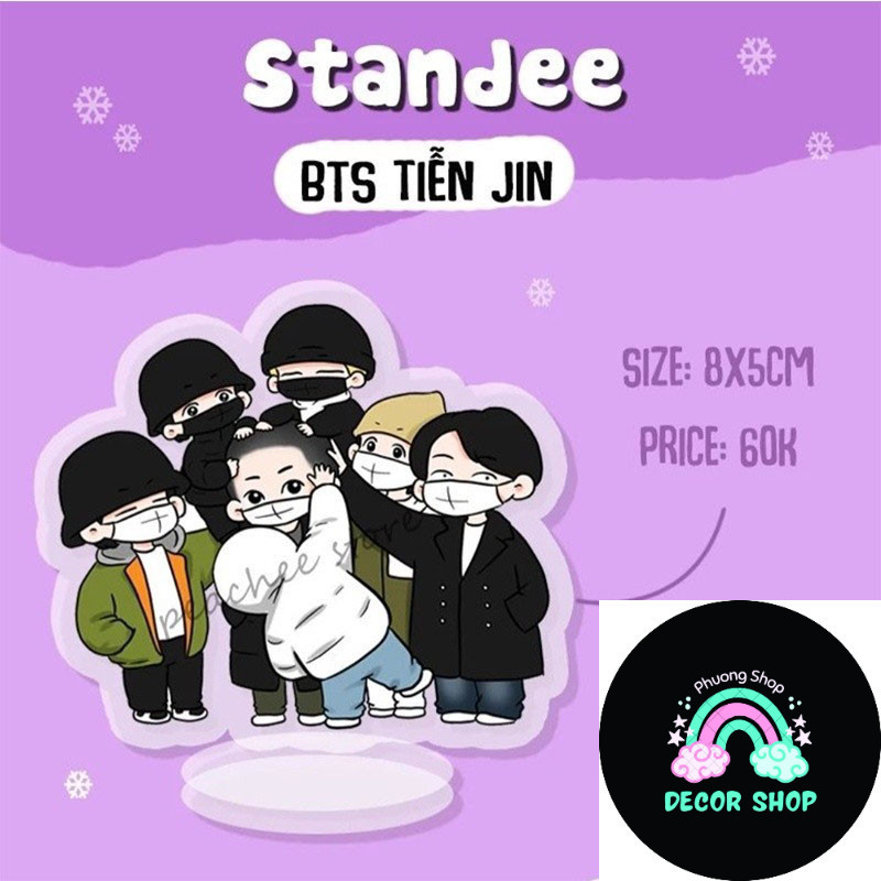 Mô hình Standee KPOP Chibi BTS Jungkook V Jin Jimin Phụ kiện trang trí để bàn góc học tập