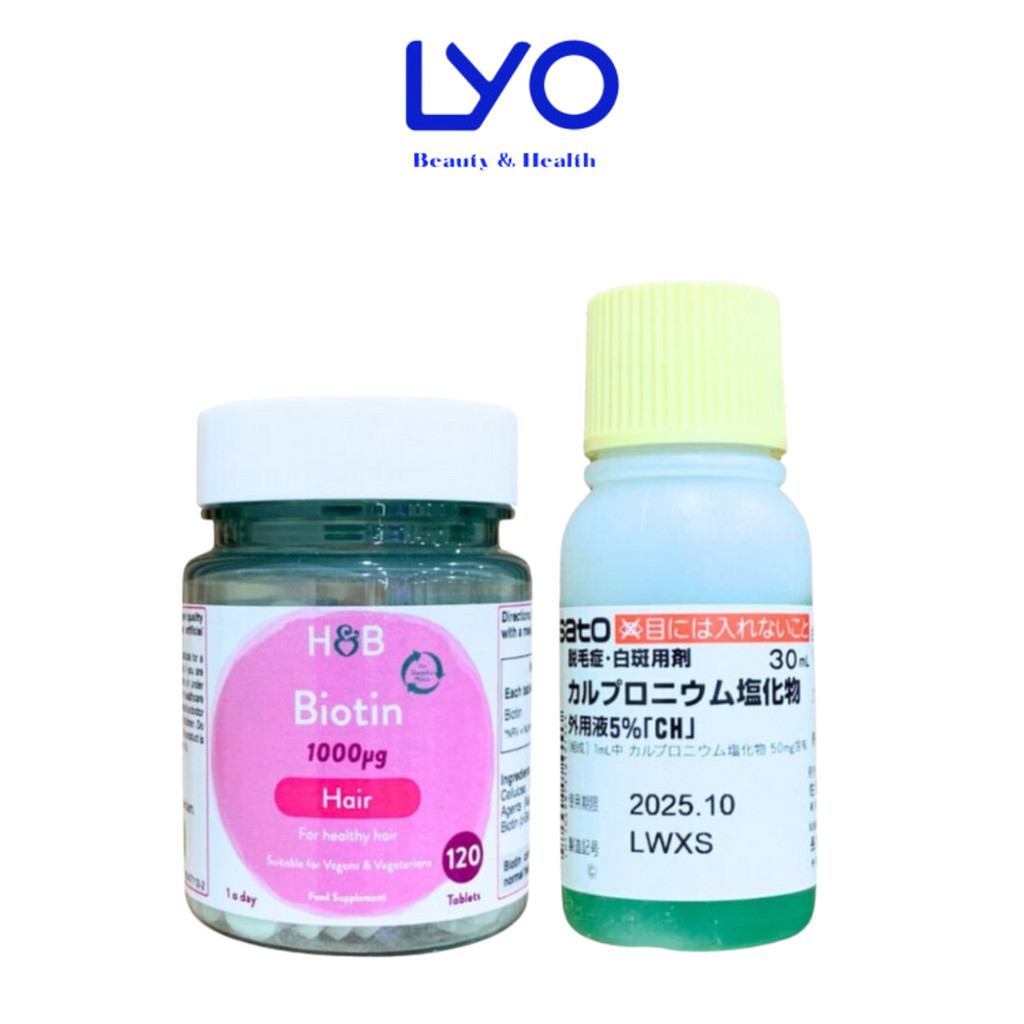 Serum mọc tóc JG - sato 30ml , Viên Uống Mọc Tóc Biotin 1000mg H&B Holland & Baret 120v