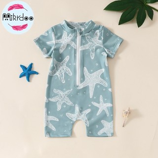 Bộ Đồ Bơi Body Cho Bé Trai 1-3 Tuổi Quần Short Tay In Hình Cá Sấu Co Giãn Thoáng Khí Vải