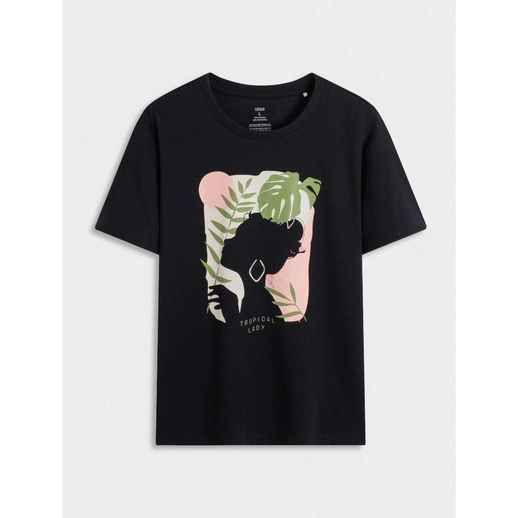 【COD】 Áo phông nữ CANIFA áo thun basic cộc tay cổ tròn in hình 6TS24S016