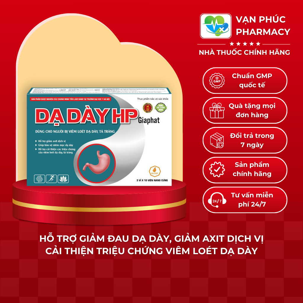 Viên Uống Dạ Dày HP Giúp Giảm Đau Dạ Dày, Tá Tràng, Giảm Viêm Loét Dạ Dày, Axit Dịch Vị Gia Phát Pha