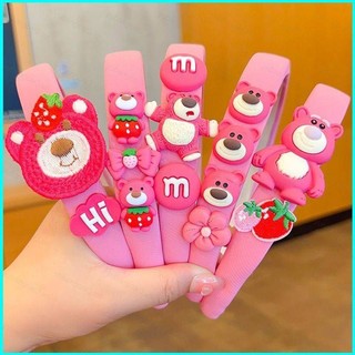 [Yb3] Vòng buộc tóc Lotso hoạt hình dễ thương Dây buộc tóc gấu dâu Mũ đội đầu Phụ kiện tóc cho nữ