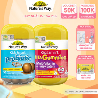 Combo kẹo dẻo vi chất Nature's Way Kid Smart Vita Gummies Multi Vitamin Fussy Eaters và Probiotic Choc Balls