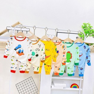 MK529 (6-16KG) Bộ quần áo dài tay in hình phối họa tiết chất thun lạnh mỏng mềm, mát cho bé dưới 3 tuổi