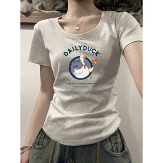 【100% cotton 】Áo baby tee Áo Thun ôm body Áo y2k Áo thun ngắn tay in chữ hoạt hình