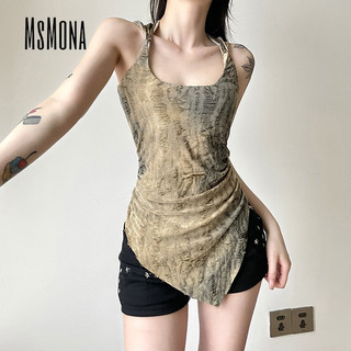 MsMona Áo Thun Nữ Màu Sắc Tương Phản Không Tay Thời Trang Gợi Cảm Thường Ngày Slim Fit Ngoài Trời Dạo Phố Tất Cả Trận Đấu