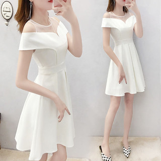 Váy Liền Trễ Vai Màu Trắng Váy Chữ A Tôn Dáng Thon Gọn Mùa Hè Mẫu Mới Tươi Tắn Cho Nữ Dáng Dài Vừa Khí Chất